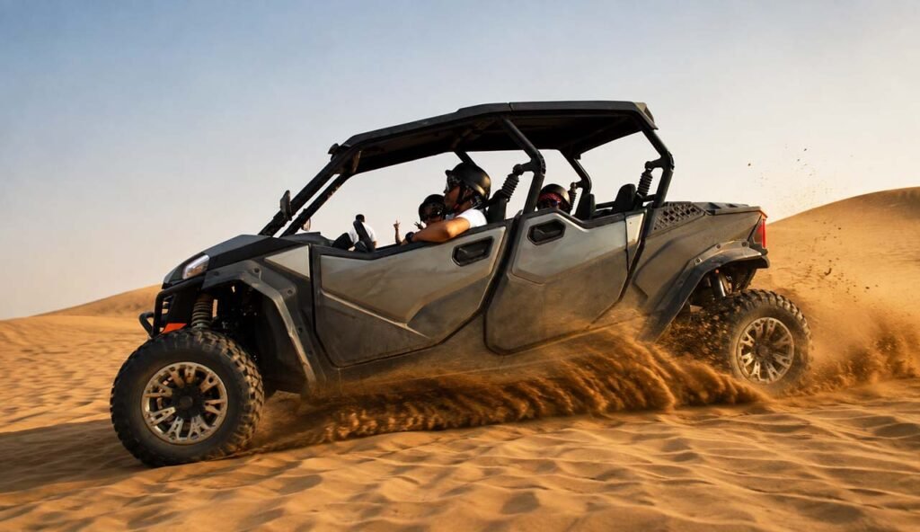 family in dune buggy dubai